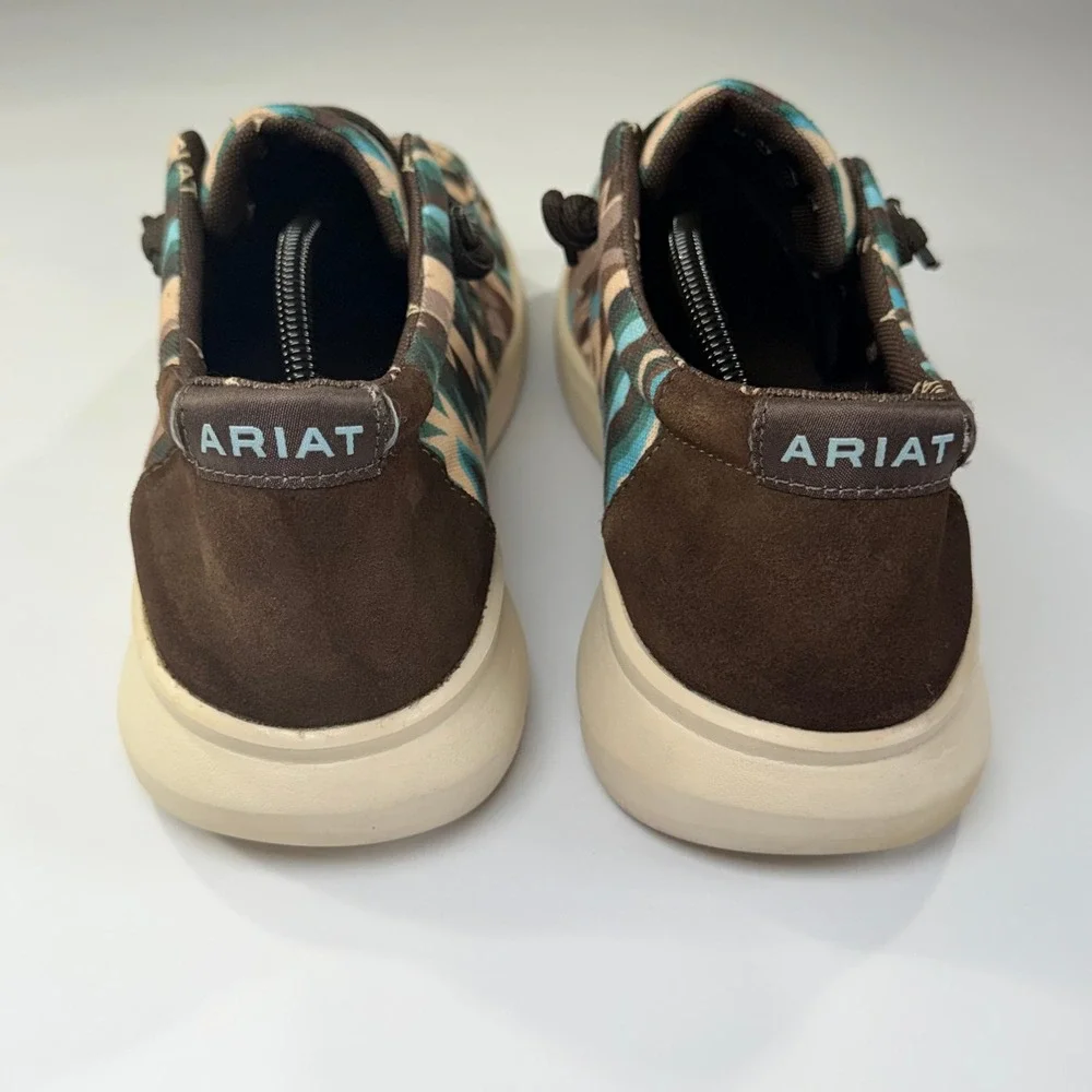 Ariat Hilo Shoes Mens 12D Brown Blue Southwestern Aztec Canvas Slip On Casual